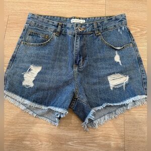 NWOT Avec Les Filles Distressed Denim Shorts